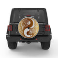 GOLDEN TIGER DRAGON YING YANG WHITE TIRE COVER