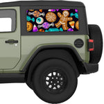 HALLOWEEN SWEETS AND COOKIES QUARTER WINDOW DECAL FITS 2018+ JEEP WRANGLER 2 DOOR HARD TOP JL