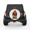 HALLOWEEN ZOMBIE WITH PUMPKIN PEARL  WHITE CARBON FIBER TIRE COVER