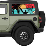 HAPPINESS COMES IN WAVES QUARTER WINDOW DECAL FITS 2018+ JEEP WRANGLER 2 DOOR HARD TOP JL