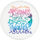 HAPPINESS COMES IN WAVES PEARL  WHITE CARBON FIBER TIRE COVER