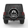 HAPPY CAMPER TREES WHITE TIRE COVER
