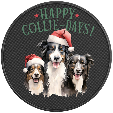 HAPPY COLLIE DAYS BLACK CARBON FIBER TIRE COVER