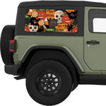 HAPPY HALLOWEEN PATTERN QUARTER WINDOW DECAL FITS 2011-2018 JEEP WRANGLER 2 DOOR HARD TOP JK