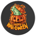 HAPPY HALLOWEEN WITCHCRAFT BLACK CARBON FIBER TIRE COVER