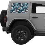 HAPPY SNOWMEN QUARTER WINDOW DECAL FITS 2011-2018 JEEP WRANGLER 4 DOOR HARD TOP JKU
