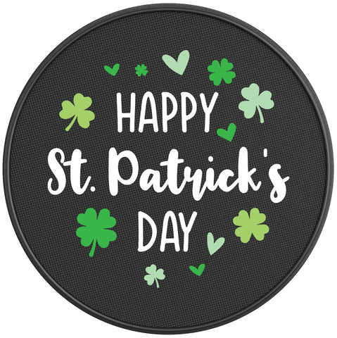 HAPPY ST PATRICKS DAY BLACK CARBON FIBER TIRE COVER