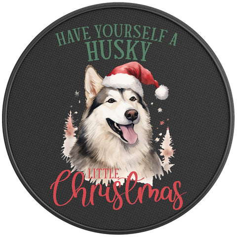 HAVE YOURSELF A HUSKY CHRISTMAS BLACK CARBON FIBER TIRE COVER