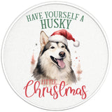 HAVE YOURSELF A HUSKY CHRISTMAS PEARL  WHITE CARBON FIBER TIRE COVER