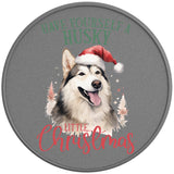 HAVE YOURSELF A HUSKY CHRISTMAS SILVER CARBON FIBER TIRE COVER