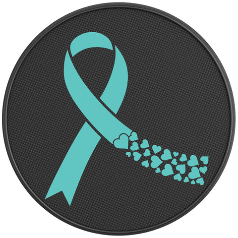 HEART AWARENESS RIBBON BLACK CARBON FIBER TIRE COVER