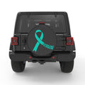HEART AWARENESS RIBBON PEARL  WHITE CARBON FIBER TIRE COVER