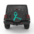 HEART AWARENESS RIBBON BLACK CARBON FIBER TIRE COVER