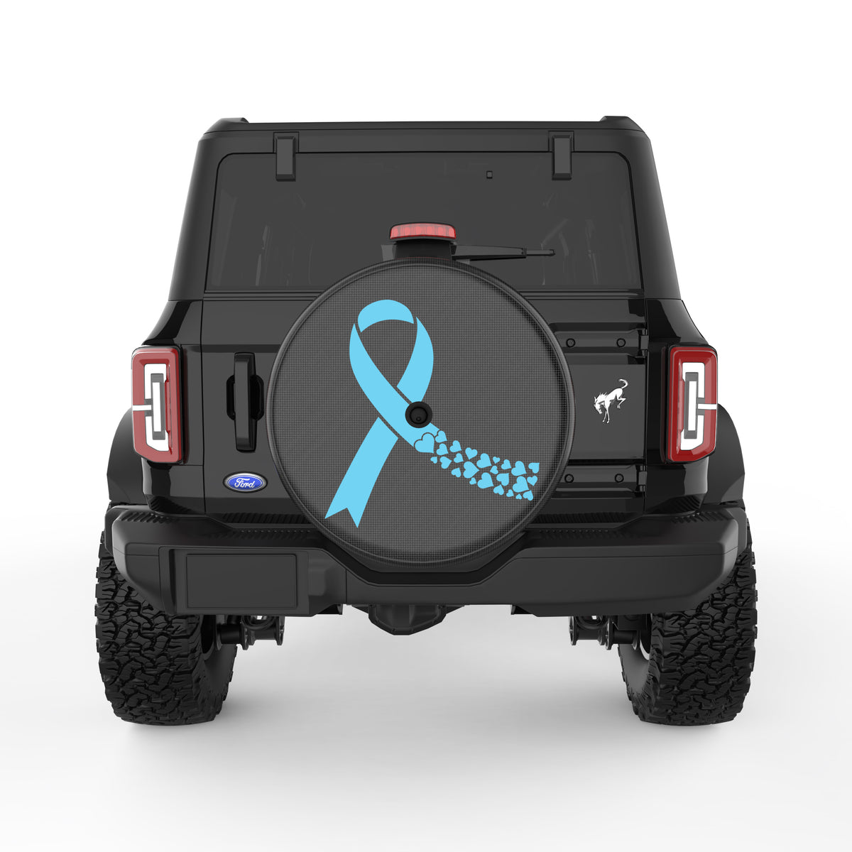 Heart Awareness Ribbon Tire Cover For Ford Bronco| Four Wheel Covers