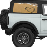 HEART BEACH QUARTER WINDOW DECAL FITS 2021+ FORD BRONCO 2 DOOR HARD TOP