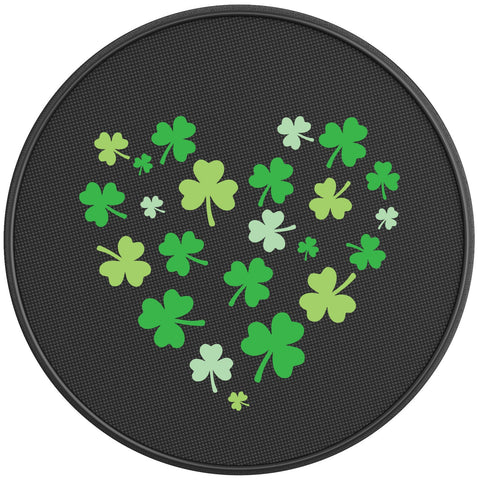 HEART OF CLOVERS BLACK CARBON FIBER TIRE COVER