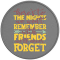 HERE IS TO THE NIGHTS WE WON T REMEMBER SILVER CARBON FIBER TIRE COVER