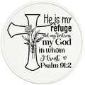 HE IS MY REFUGE PEARL  WHITE CARBON FIBER TIRE COVER
