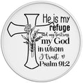 HE IS MY REFUGE WHITE TIRE COVER