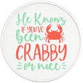 HE KNOWS IF YOU VE BEEN CRABBY OR NICE PEARL  WHITE CARBON FIBER TIRE COVER