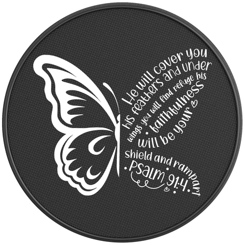 HE WILL COVER YOU WITH HIS FEATHERS PEARL  WHITE CARBON FIBER TIRE COVER