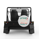 HOME IS WHERE YOU PARK IT WHITE CARBON FIBER TIRE COVER FOR MOKE