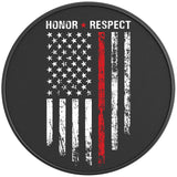HONOR RESPECT FIREFIGHTER BLACK CARBON FIBER TIRE COVER