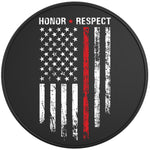 HONOR RESPECT FIREFIGHTER BLACK TIRE COVER