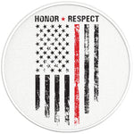HONOR RESPECT FIREFIGHTER PEARL  WHITE CARBON FIBER TIRE COVER