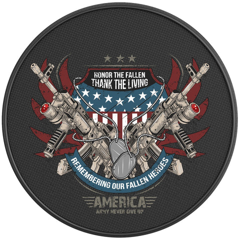 HONOR THE FALLEN THANK THE LIVING PEARL  WHITE CARBON FIBER TIRE COVER