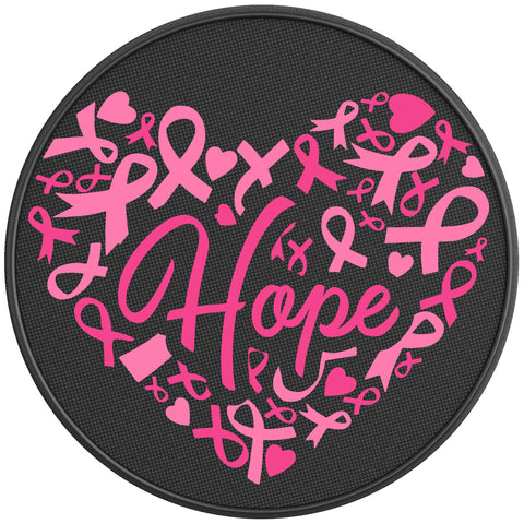 HOPE BREAST CANCER BLACK CARBON FIBER TIRE COVER