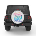 HAPPINESS COMES IN WAVES BLACK TIRE COVER