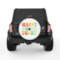 HAPPY GO LUCKY WHITE TIRE COVER
