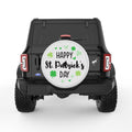 HAPPY ST PATRICKS DAY PEARL  WHITE CARBON FIBER TIRE COVER