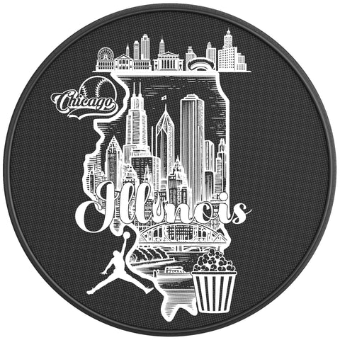 ILLINOIS COMPILATION PEARL  WHITE CARBON FIBER TIRE COVER