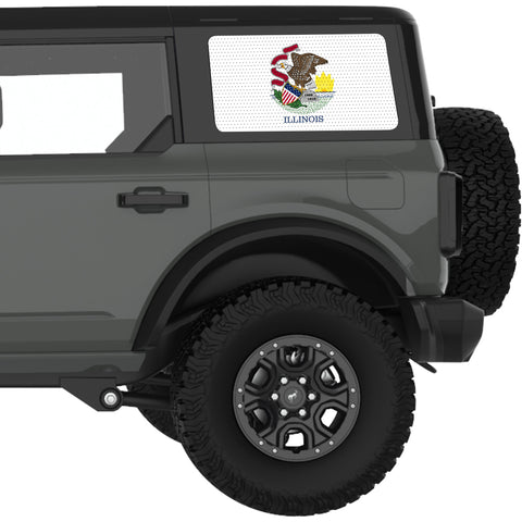 ILLINOIS STATE FLAG QUARTER WINDOW DECAL FITS 2021+ FORD BRONCO 4 DOOR HARD TOP