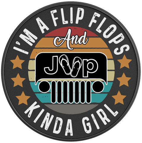 IM A FLIP FLOPS AND JEEP KINDA GIRL PEARL  WHITE CARBON FIBER TIRE COVER