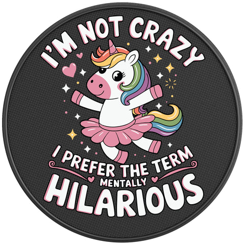 IM NOT CRAZY UNICORN PEARL  WHITE CARBON FIBER TIRE COVER