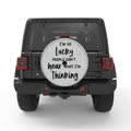 IM SO LUCKY WHITE TIRE COVER