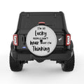 IM SO LUCKY SILVER CARBON FIBER TIRE COVER