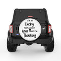 IM SO LUCKY WHITE TIRE COVER