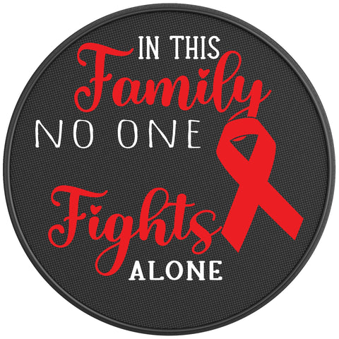 IN THIS FAMILY NO ONE FIGHTS ALONE BLACK CARBON FIBER TIRE COVER