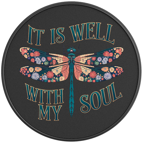 IT IS WELL WITH MY SOUL BLACK CARBON FIBER TIRE COVER