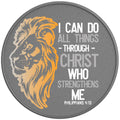 I CAN DO ALL THINGS THROUGH CHRIST SILVER CARBON FIBER TIRE COVER