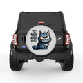 I DONT LIKE MORNING PEOPLE CAT SILVER CARBON FIBER TIRE COVER
