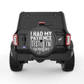 I HAD MY PATIENCE TESTED BLACK CARBON FIBER TIRE COVER