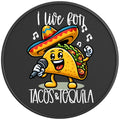 I LIVE FOR TACOS AND TEQUILA PEARL  WHITE CARBON FIBER TIRE COVER