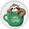 I NEED COFFEE SLOTH WHITE TIRE COVER
