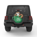 I NEED COFFEE SLOTH PEARL  WHITE CARBON FIBER TIRE COVER