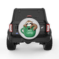 I NEED COFFEE SLOTH SILVER CARBON FIBER TIRE COVER
